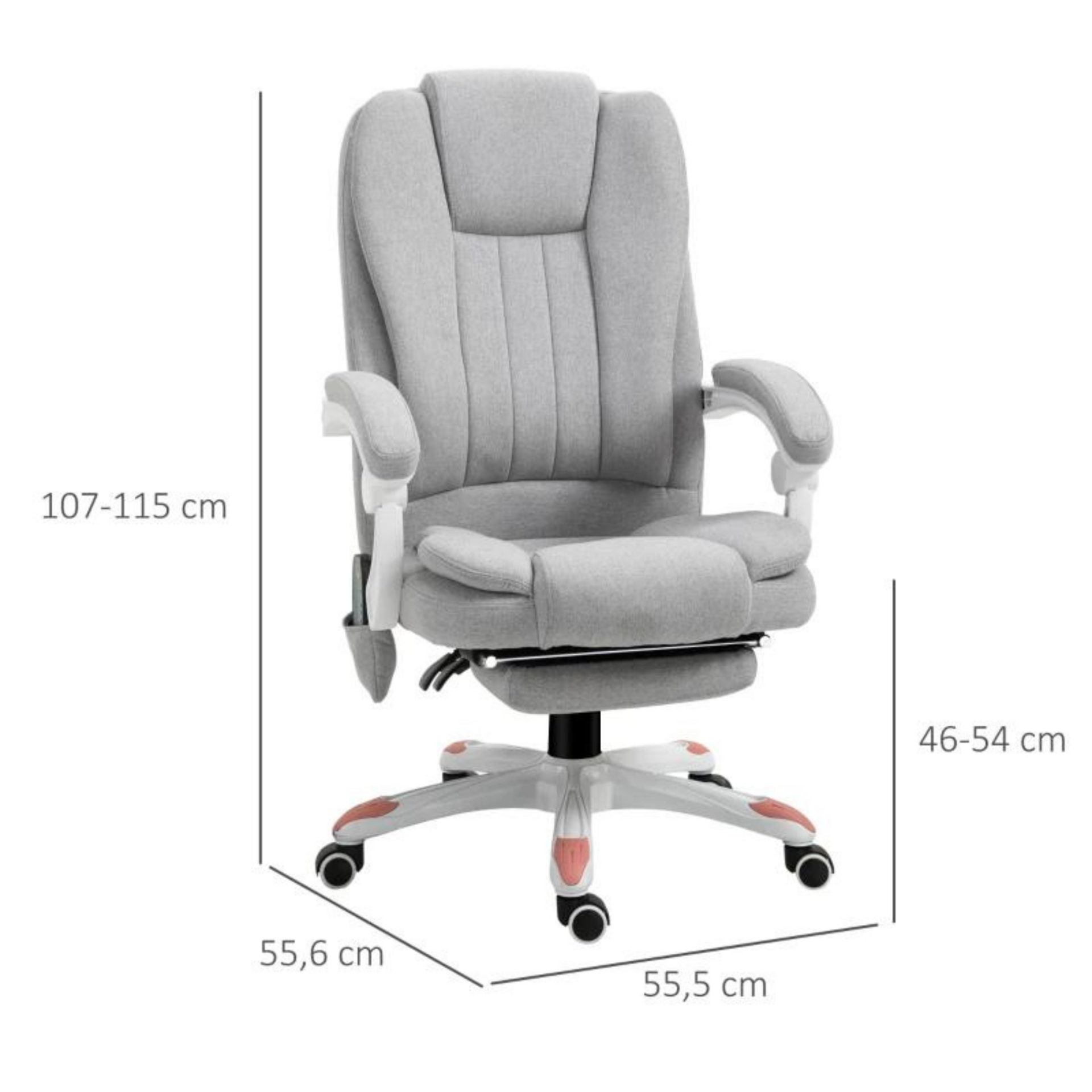 Verstelbare ergonomische bureaustoel als directie- en gamestoel grijs, met voetensteun