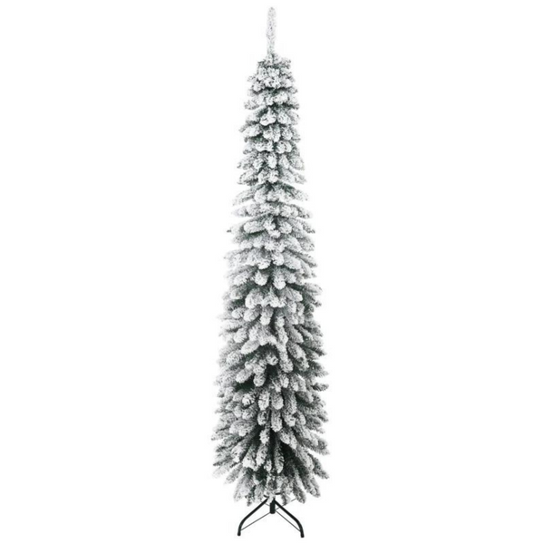 Smalle kunstkerstboom 210 cm – pencil tree met sneeuwaccenten