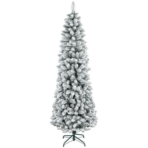 Realistische smalle kunstkerstboom met sneeuw 75x210 cm, 687 takken met mooie volle besneeuwde takken