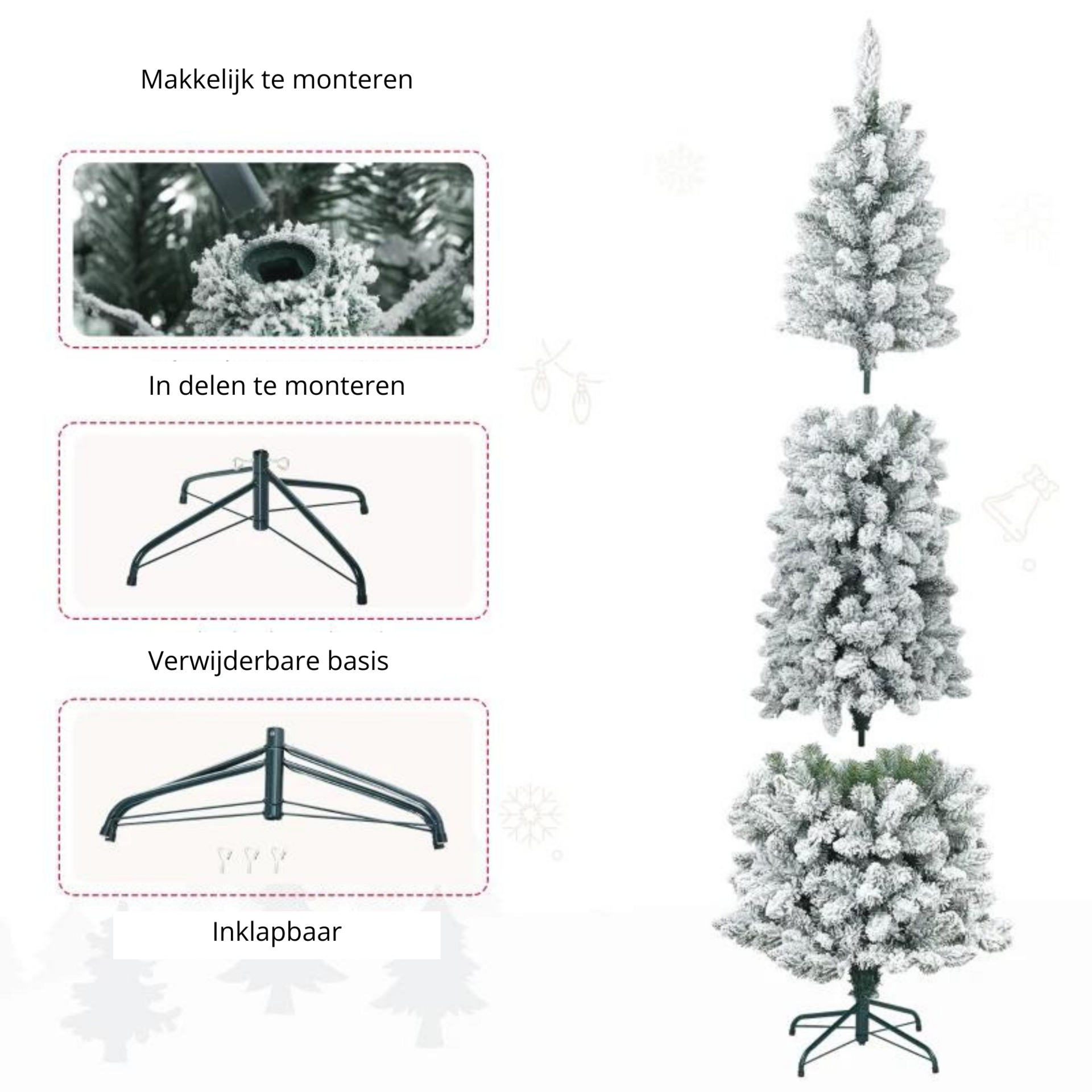 Sfeervolle kunstkerstboom met verlichting en sneeuw 210 cm, 180 LED en 405 tips