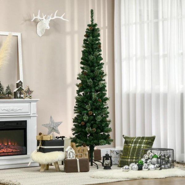 Kunstkerstboom met denneappel kerstversiering 556 takken- 54x195 cm