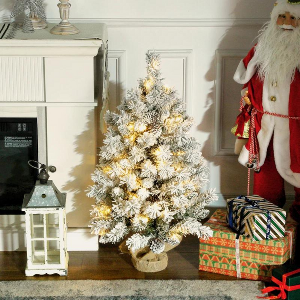 Stijlvolle kunstkerstboom met feestelijke kerstversiering 50 LED 90 cm