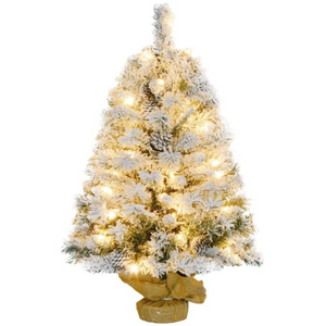 Stijlvolle kunstkerstboom met feestelijke kerstversiering 50 LED 90 cm met sneeuwbedekte takken en warmwitte verlichting