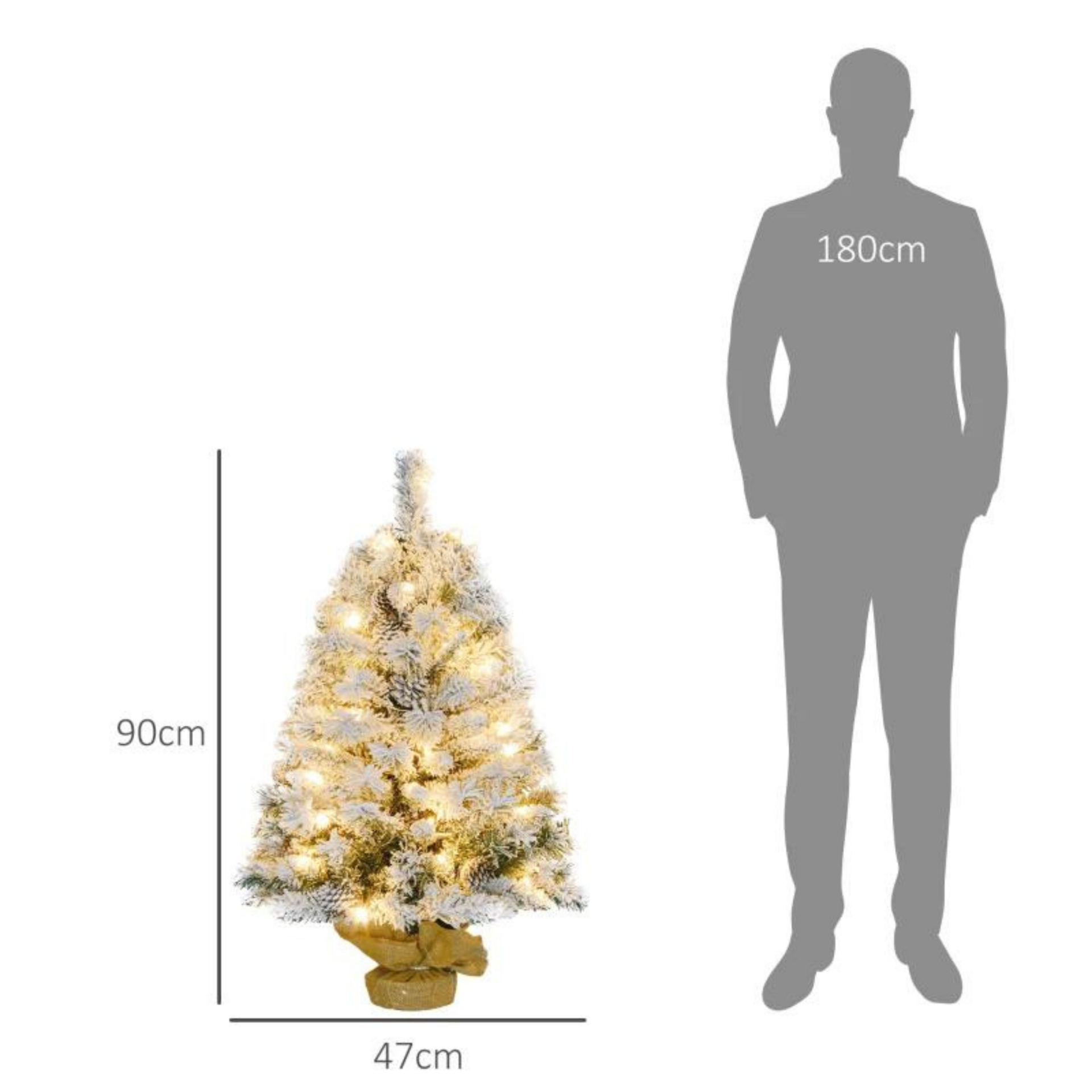 Stijlvolle kunstkerstboom met feestelijke kerstversiering 50 LED 90 cm