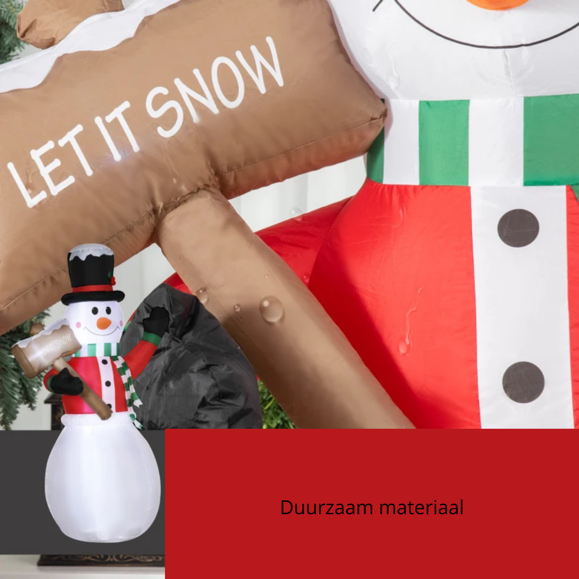 Opblaasbare sneeuwpop kerstdecoratie van 1,80 meter met sfeervolle kerstverlichting
