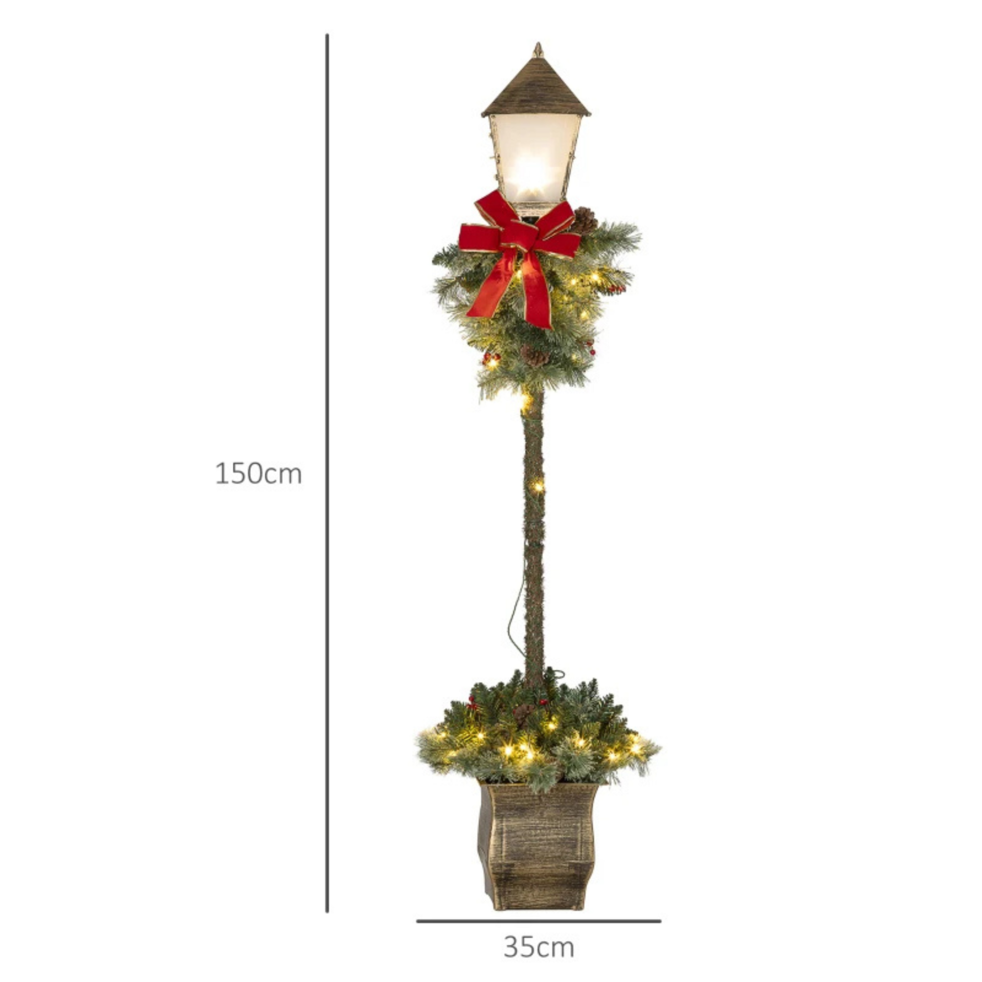 Decoratieve kerstlantaarn 150 cm met LED verlichting, takken en verlichting