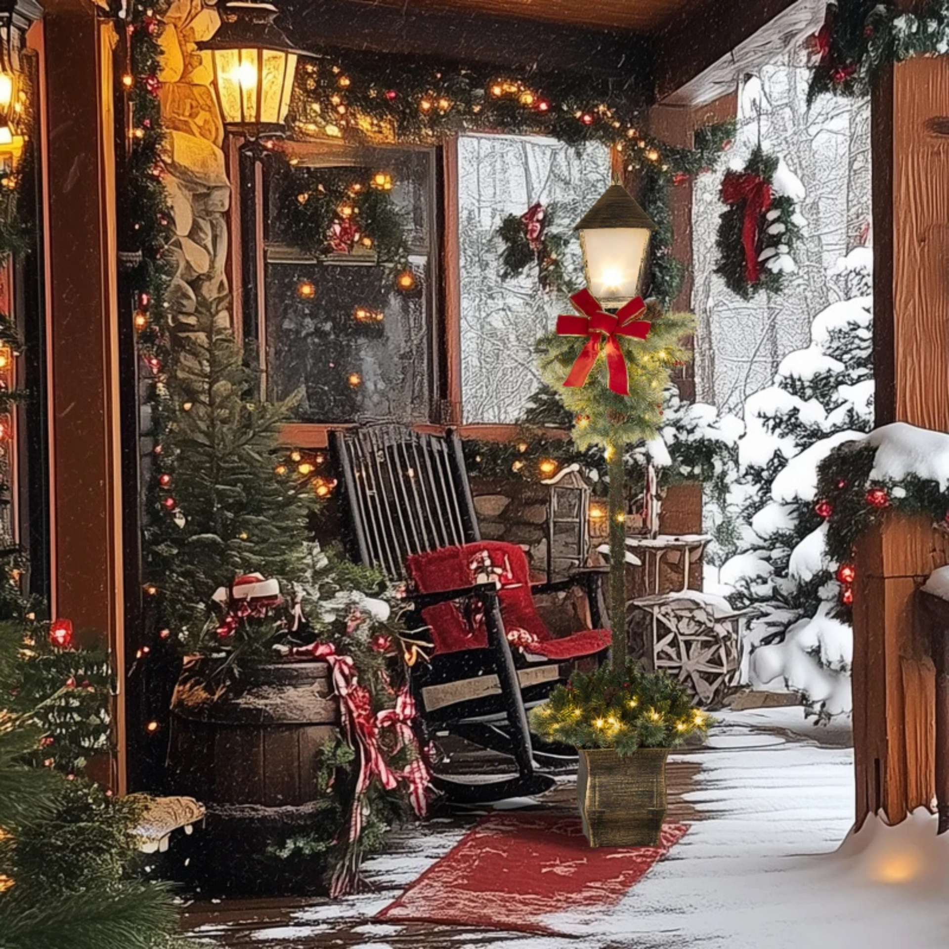 Decoratieve kerstlantaarn 150 cm met LED verlichting, takken en verlichting