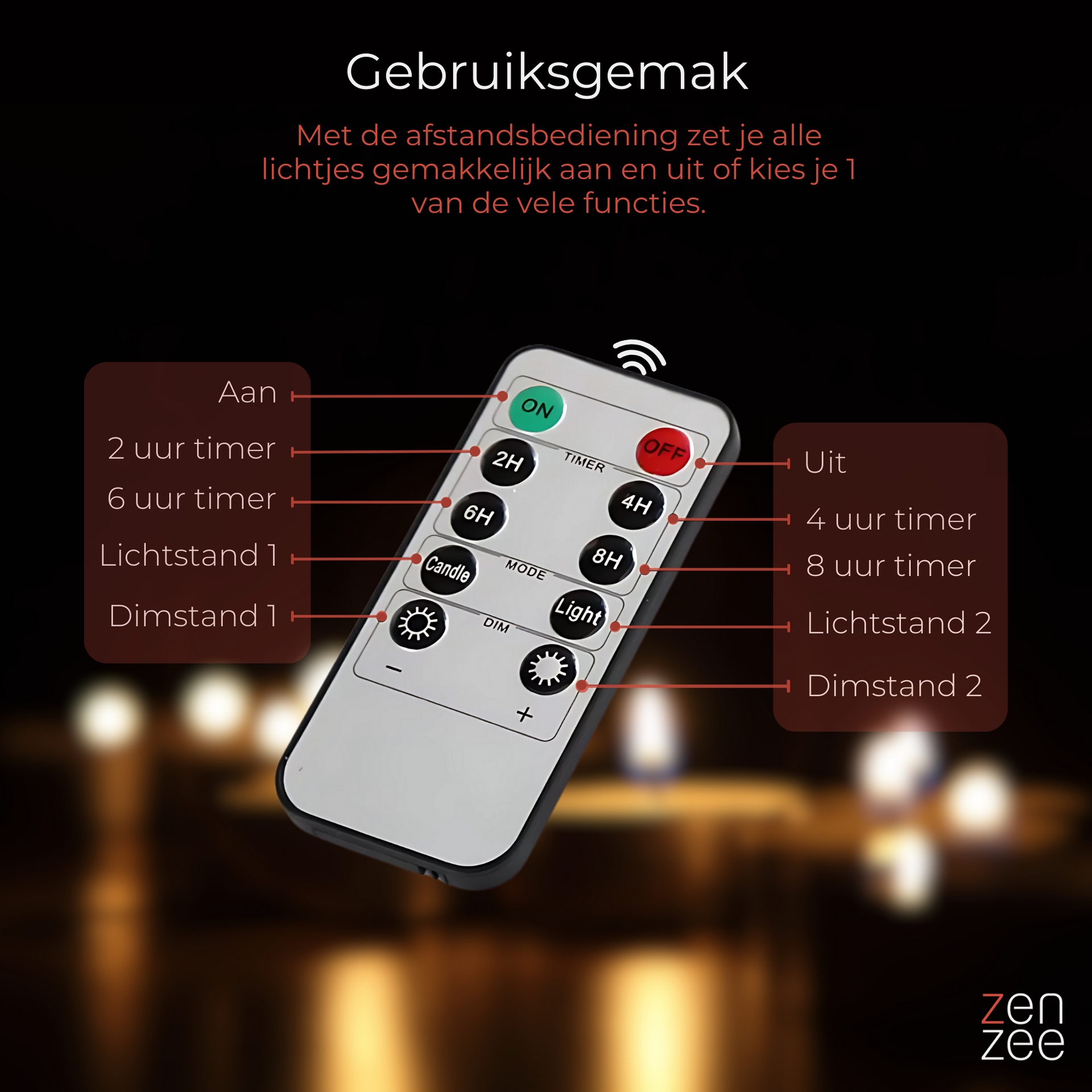 12 oplaadbare LED waxinelichtjes – met afstandsbediening en timerfunctie | Zenzee