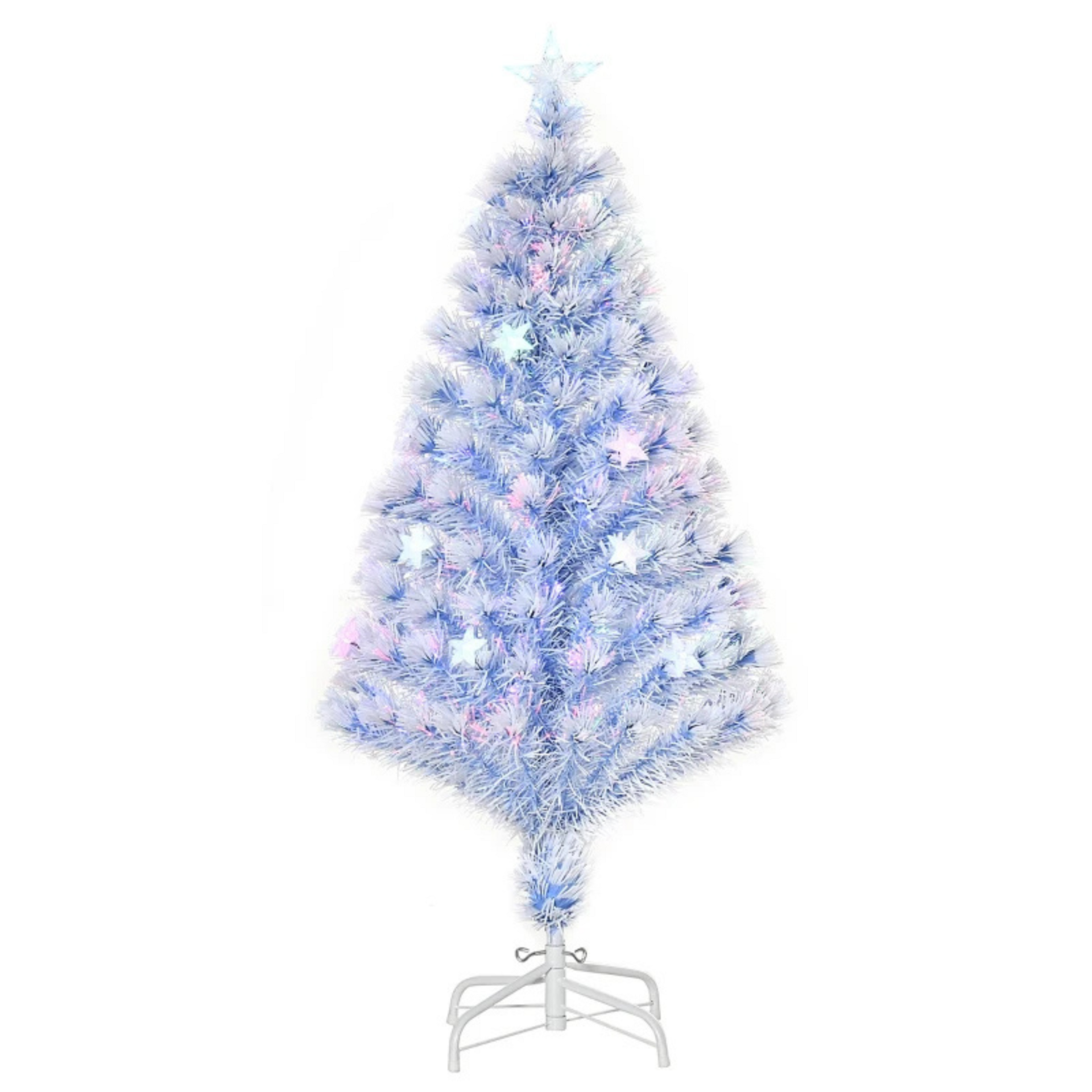 Glasvezel kunstkerstboom met witte takken en verlichting - 60x120 cm
