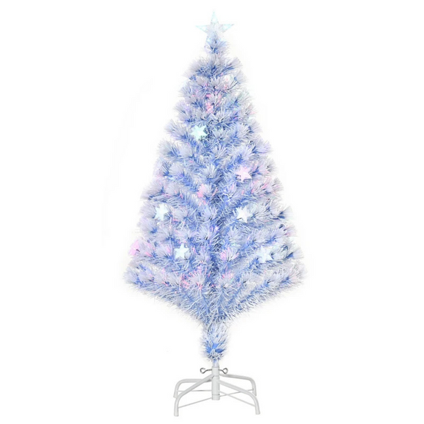 Glasvezel kunstkerstboom met witte takken en verlichting - 60x120 cm