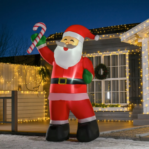 Opblaasbare kerstman kerstdecoratie met sfeerverlichting - 140x85x250 cm
