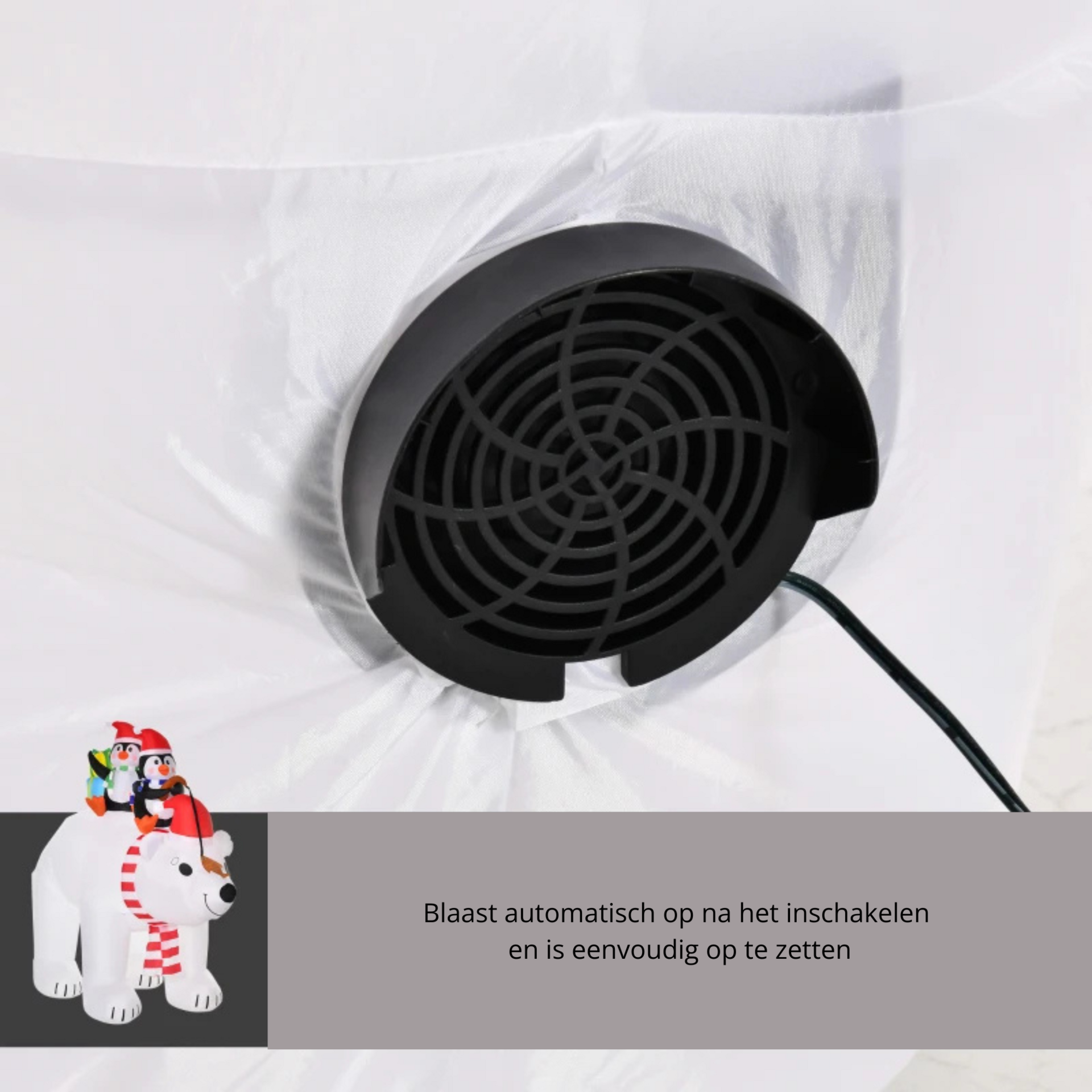 Magische opblaasbare ijsbeer met pinguïns  met LED verlichting - 227x113x206 cm