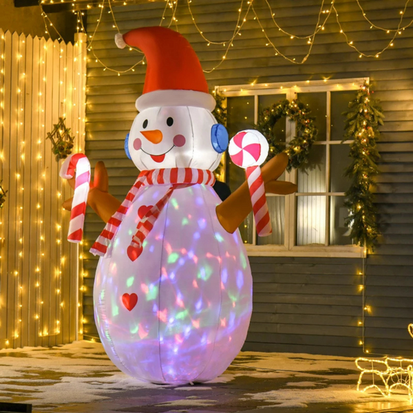 Sneeuwpop opblaasbaar 240 cm – met LED verlichting voor buitengebruik