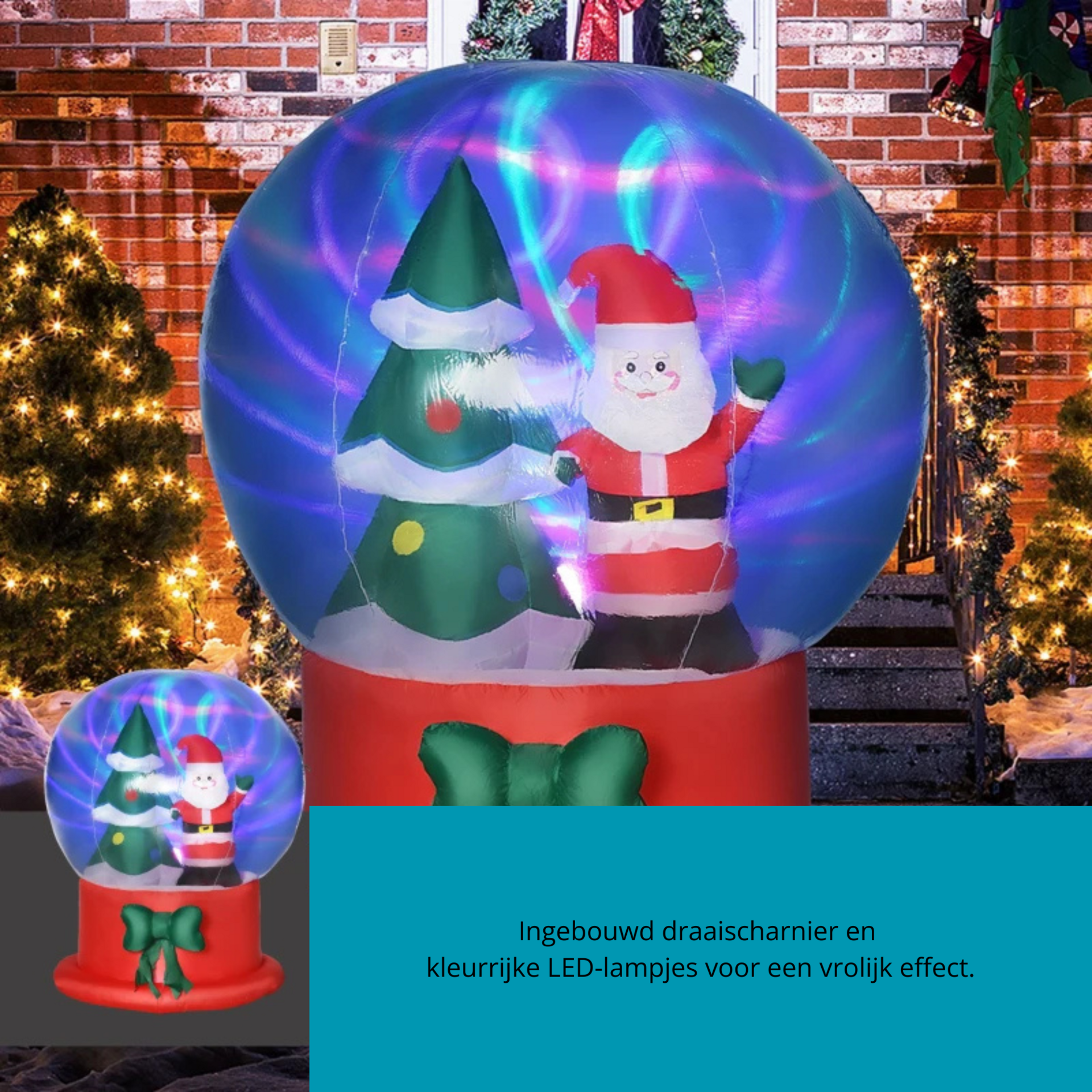 Opblaasbare sneeuwbol voor binnen en buiten LED verlichting - 110x110x150 cm