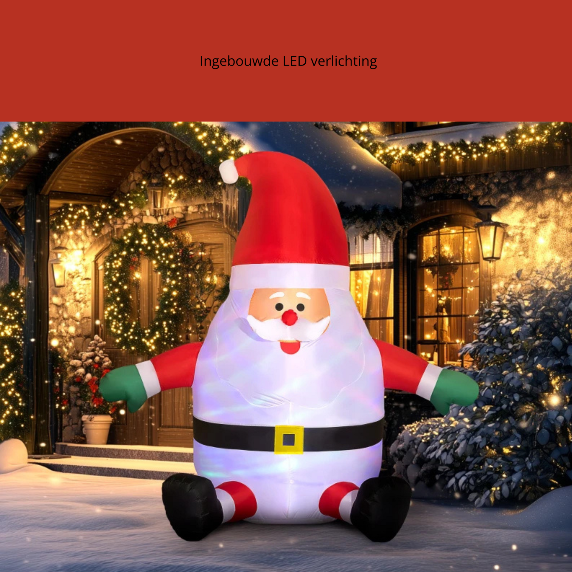 Opblaasbare kerstman 183 cm – met draaiende lichtbol