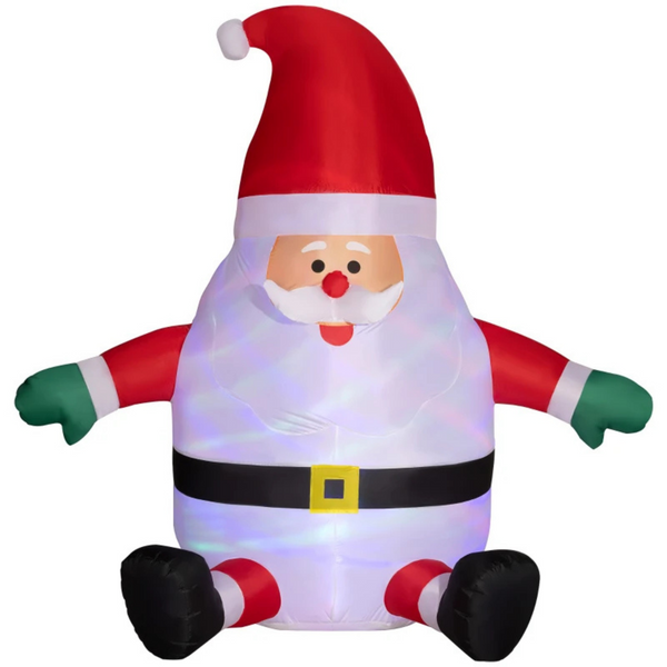 Opblaasbare kerstman 183 cm – met draaiende lichtbol