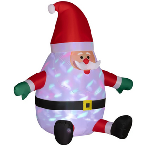 Opblaasbare kerstman 183 cm met draaiende lichtbol en vrolijke kleuren voor sfeervolle kerstdecoratie binnen en buiten