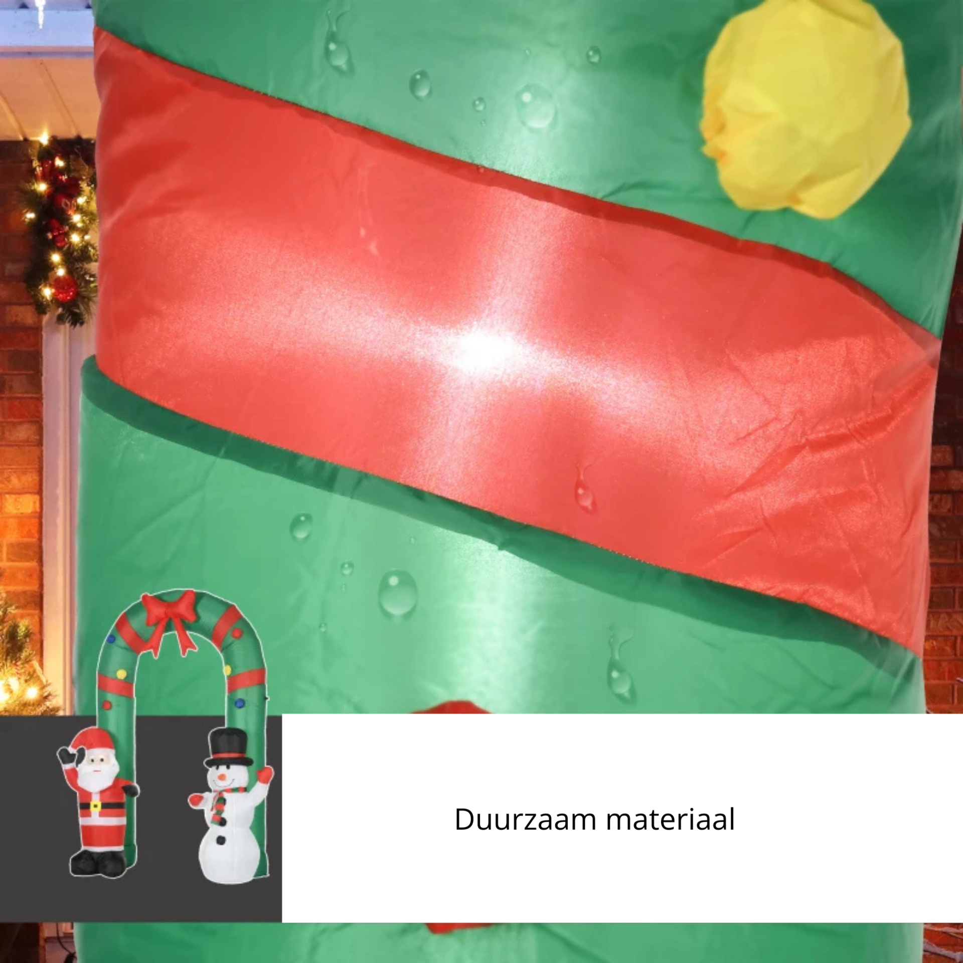 Opblaasbare deurboog met sneeuwpop en kerstman LED verlichting. 245 cm