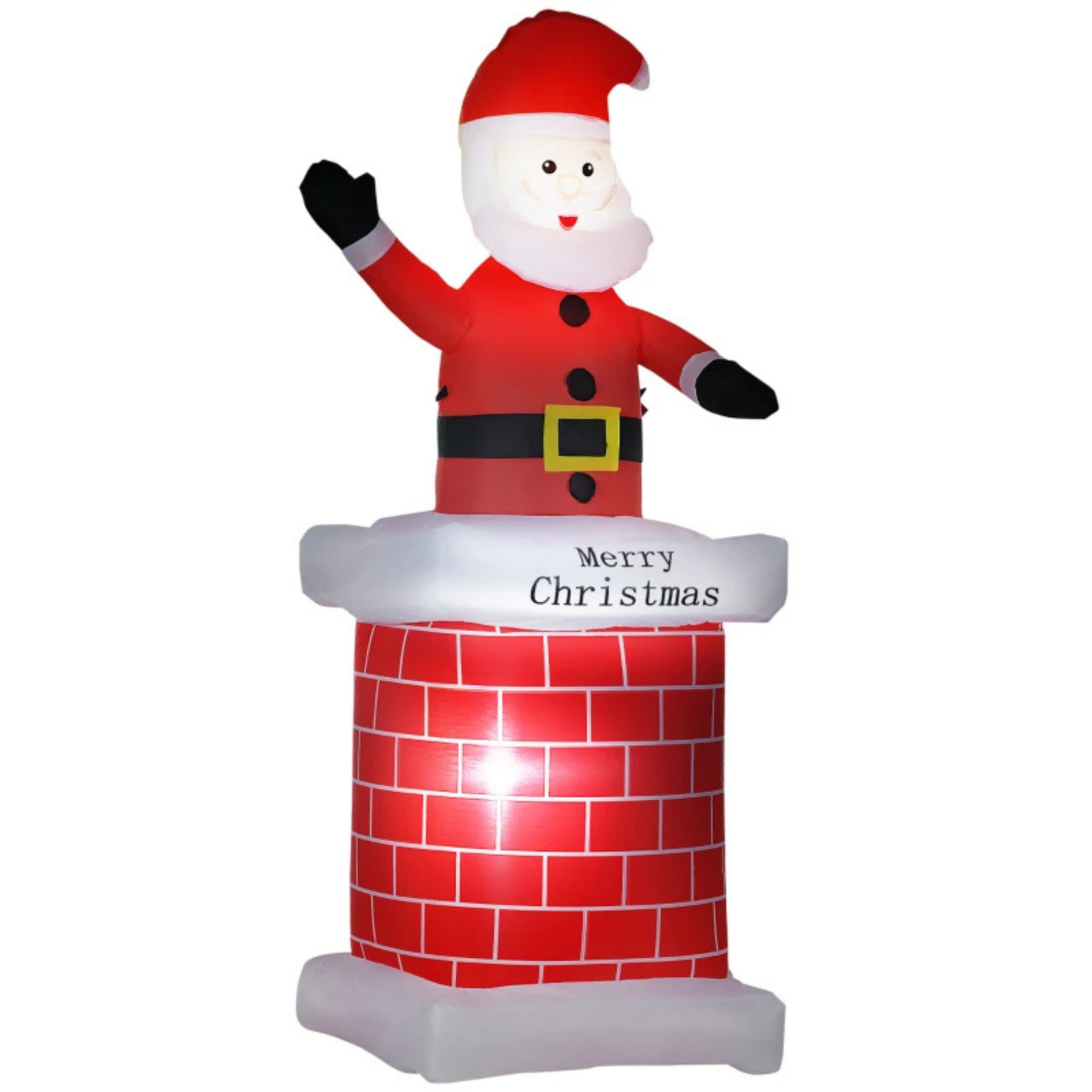 Opblaasbare kerstman 210 cm – klimt uit schoorsteen met LED-verlichting