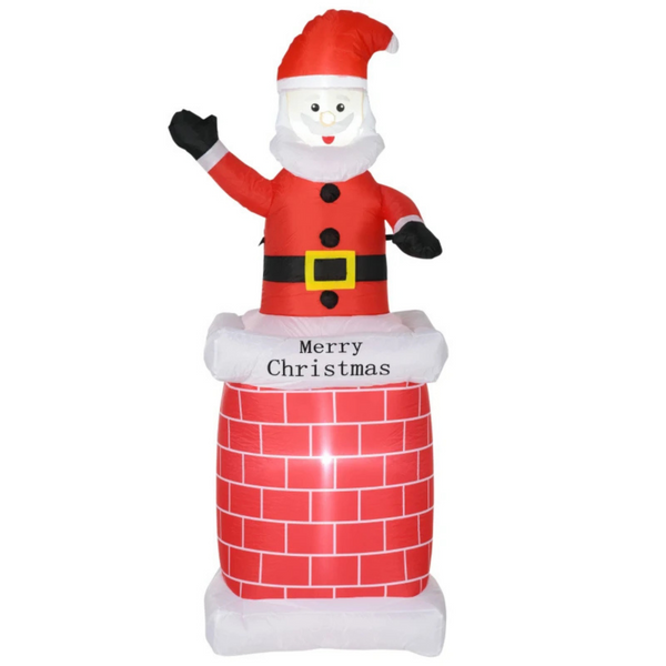Opblaasbare kerstman 210 cm – klimt uit schoorsteen met LED-verlichting