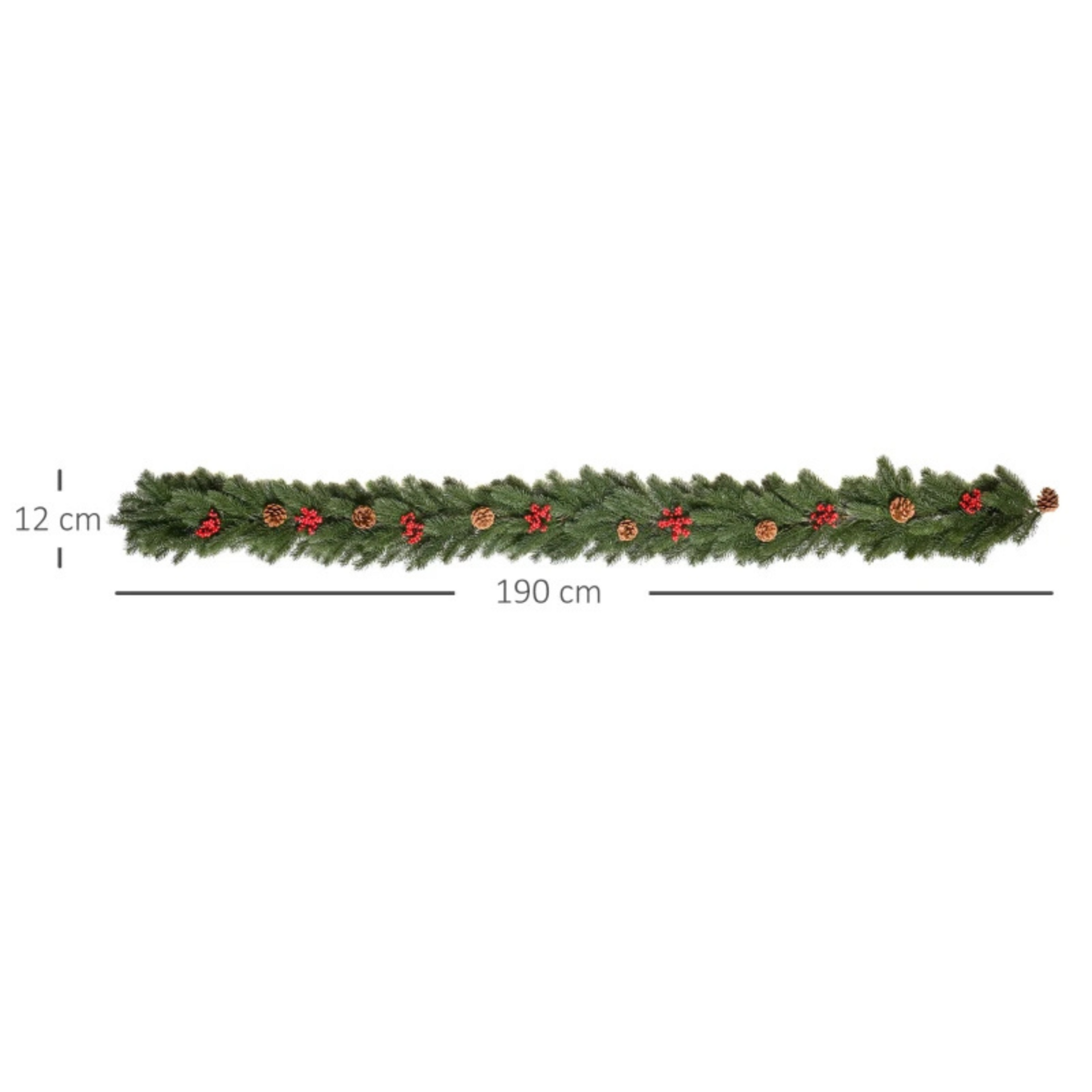 Sfeervolle kerst guirlande met decoratie - 190 x 12 x 8 cm