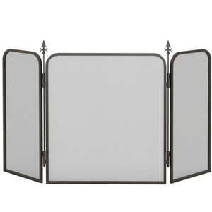 Zwart haardscherm 96x56 cm – Veiligheidsrooster met inklapbare panelen voor bescherming bij open haard en kachel