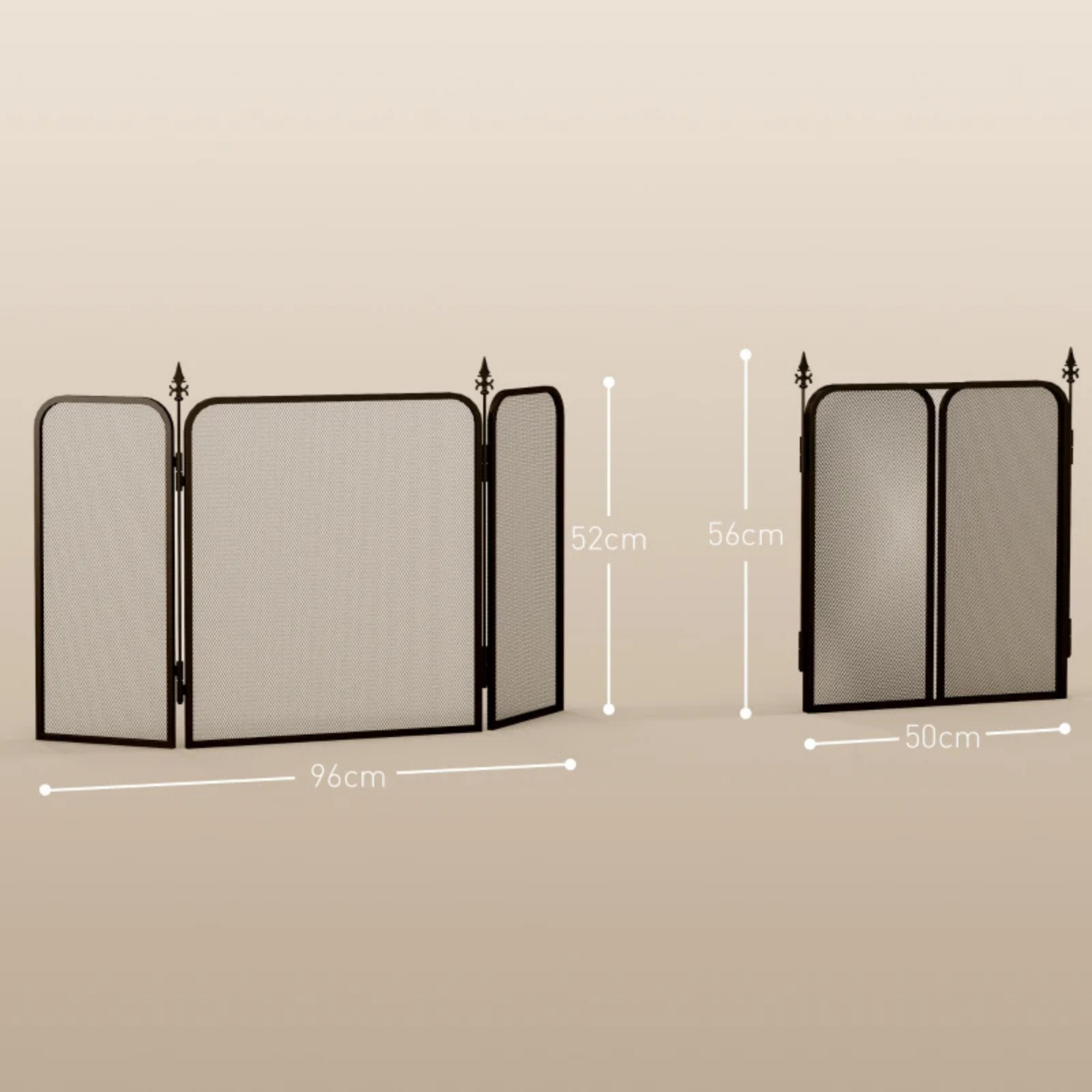 Zwart haardscherm 96x56 cm – Veiligheidsrooster voor open haard en kachel