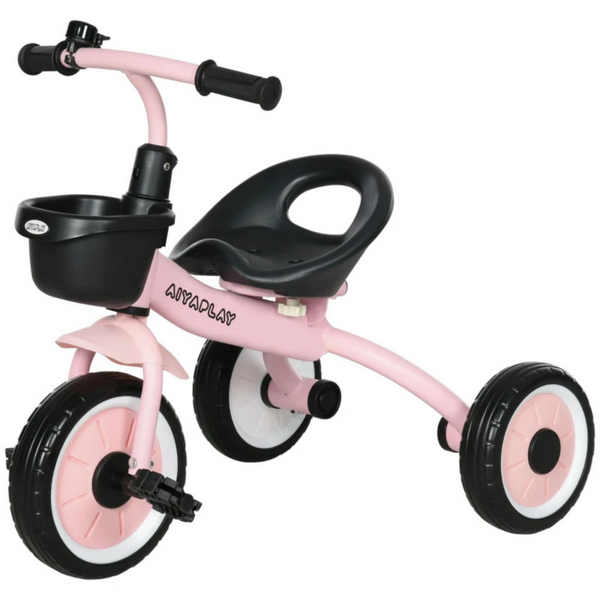 Roze driewieler met verstelbaar zadel en fietsmand – 70x40x58 cm voor kinderen van 2 tot 5 jaar