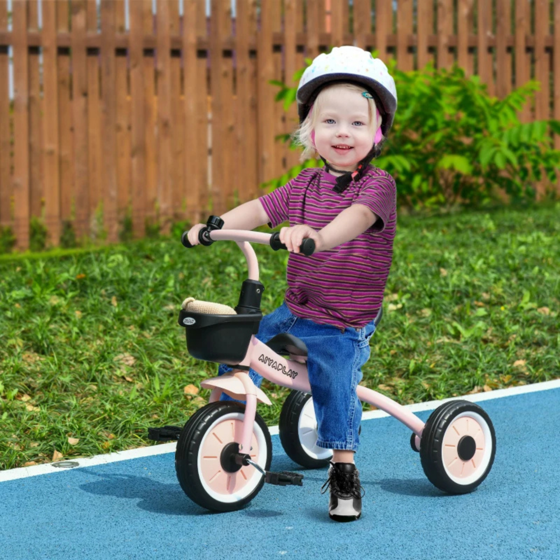 Roze driewieler met verstelbaar zadel en fietsmand – 70x40x58 cm voor kinderen van 2 tot 5 jaar