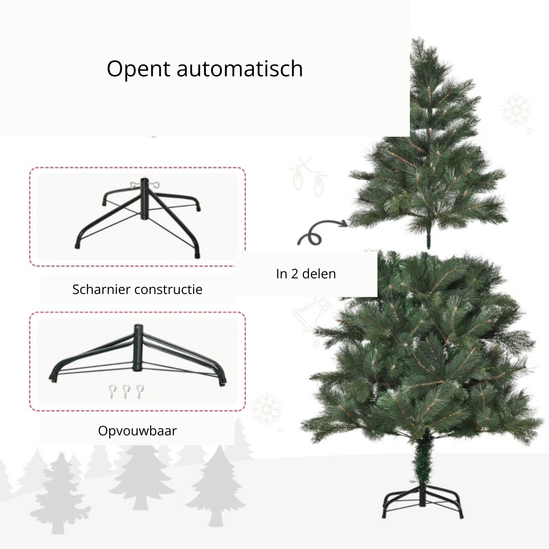 Kunstkerstboom 180 cm met ledverlichting en realistische naalden groen