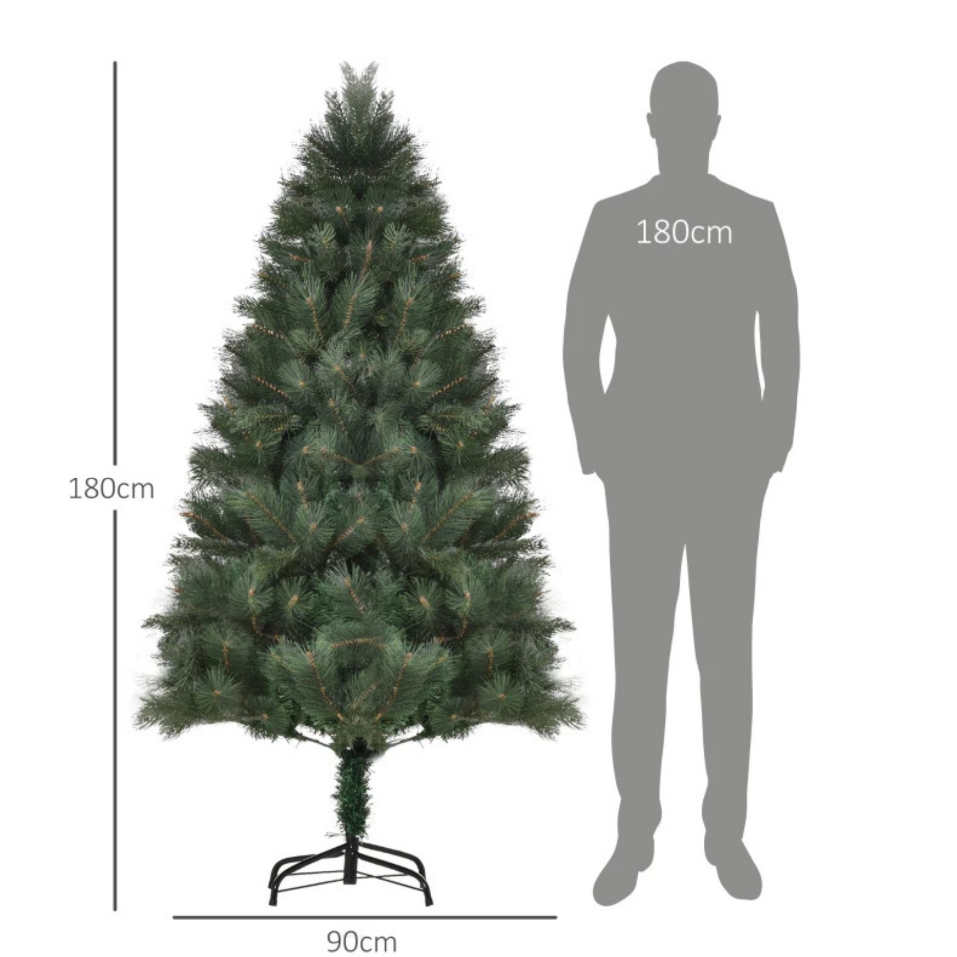 Kunstkerstboom 180 cm met ledverlichting en realistische naalden groen