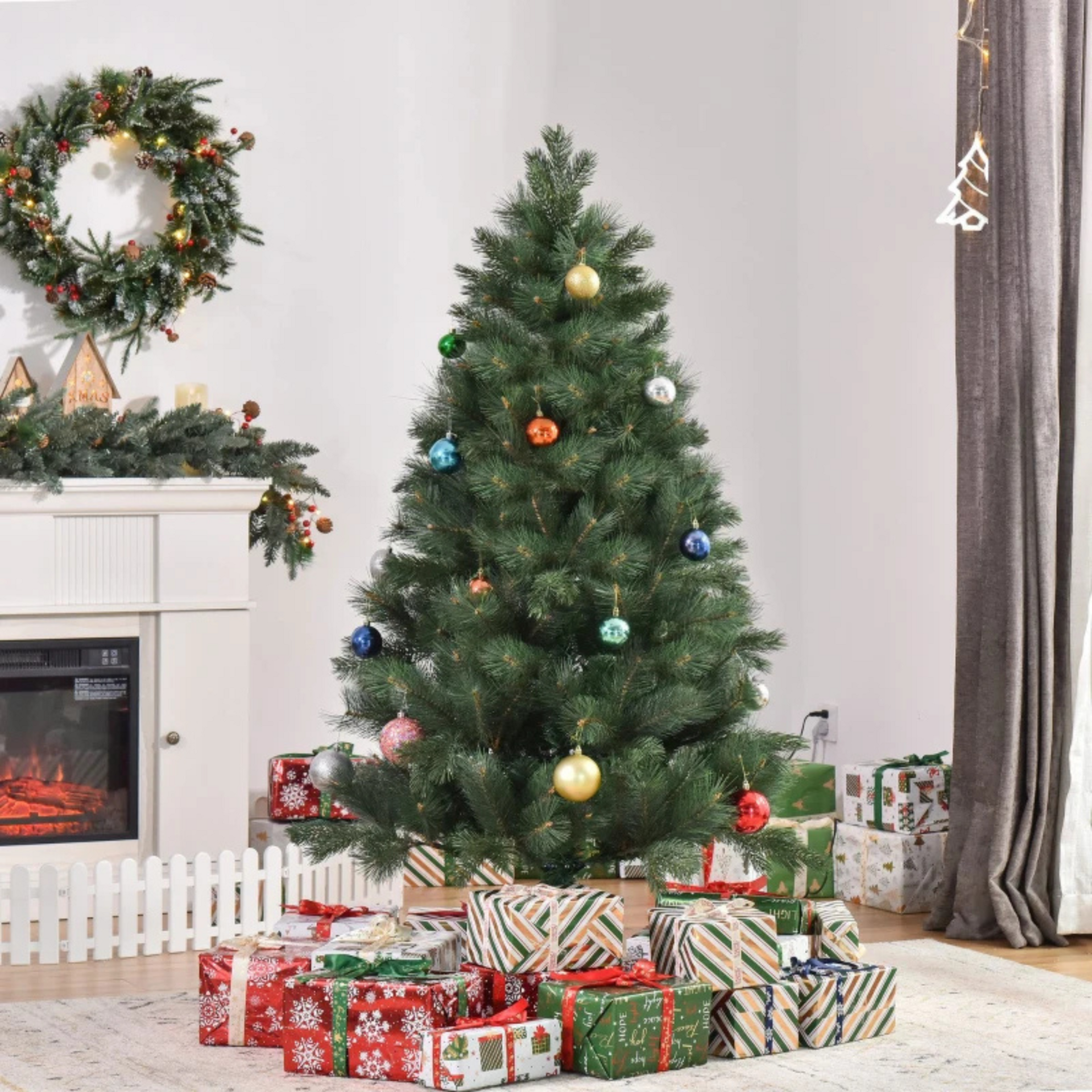 Kunstkerstboom 180 cm met ledverlichting en realistische naalden groen