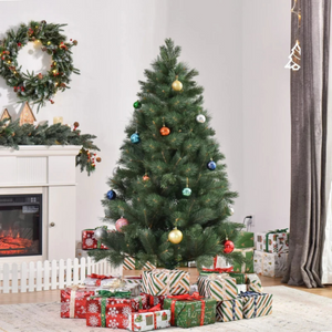 Kunstkerstboom 180 cm met ledverlichting en realistische naalden groen, sfeervolle kerstboom met volle takken en kerstballen