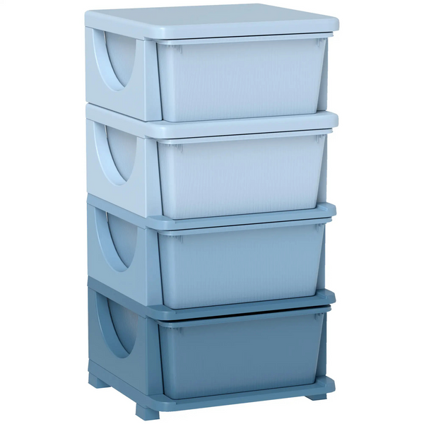 Blauwe speelgoed organizer met 4 lades – 37x37x76 cm voor een opgeruimde kinderkamer
