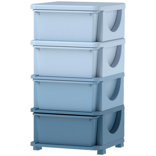 Blauwe speelgoed organizer met 4 lades – 37x37x76 cm voor een opgeruimde kinderkamer
