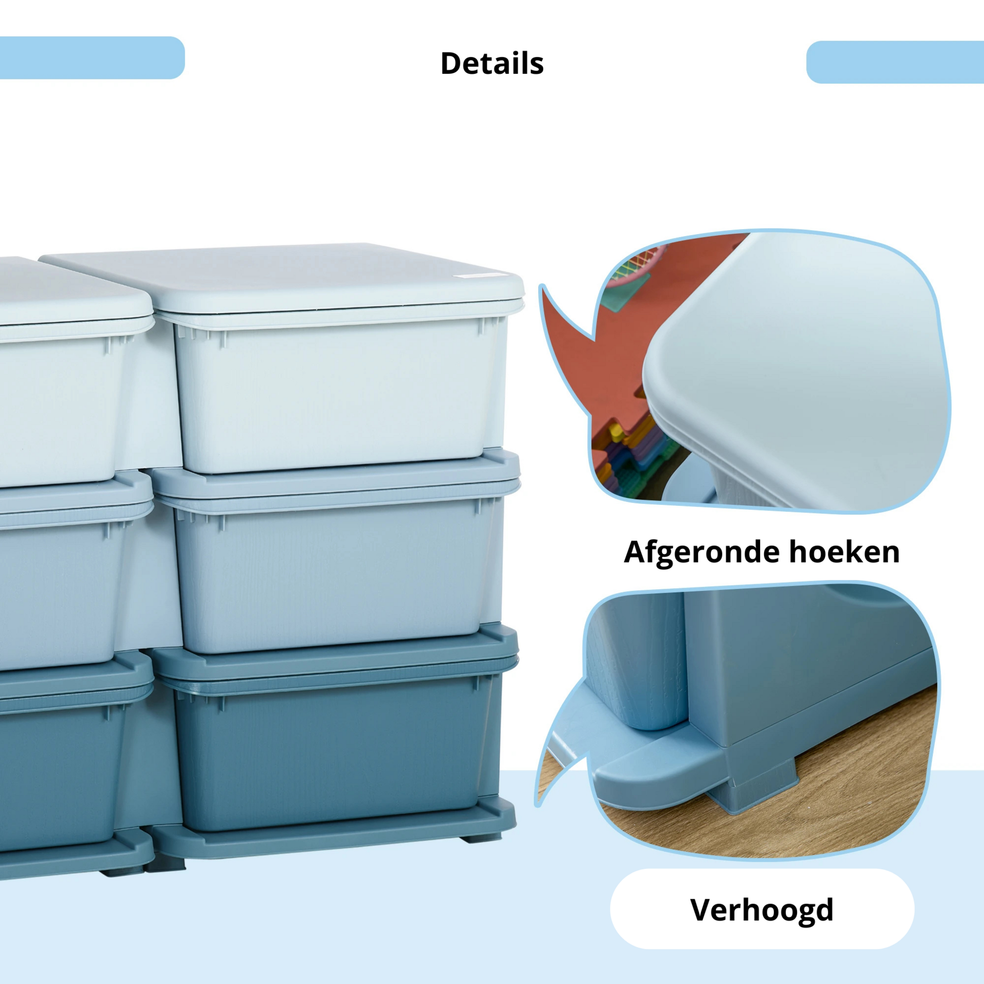Blauwe speelgoed organizer met 6 lades – 75x37x37 cm voor een opgeruimde kinderkamer - Zenzee