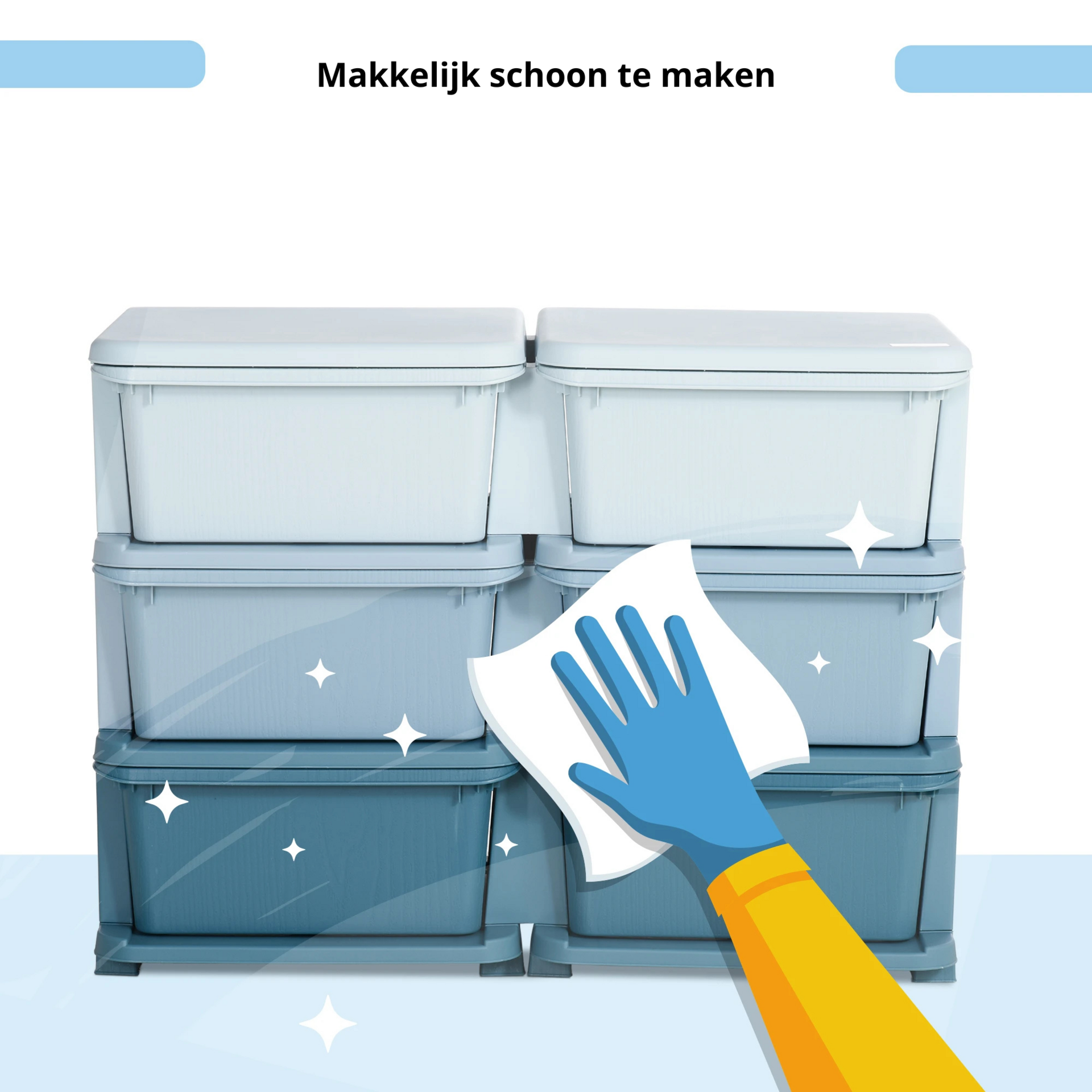 Blauwe speelgoed organizer met 6 lades – 75x37x37 cm voor een opgeruimde kinderkamer - Zenzee