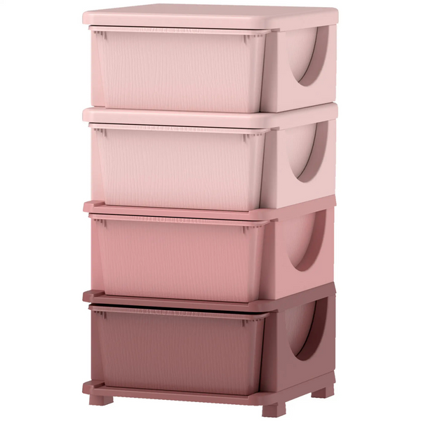 Roze speelgoed organizer met 4 lades – 37x37x76 cm voor een opgeruimde kinderkamer