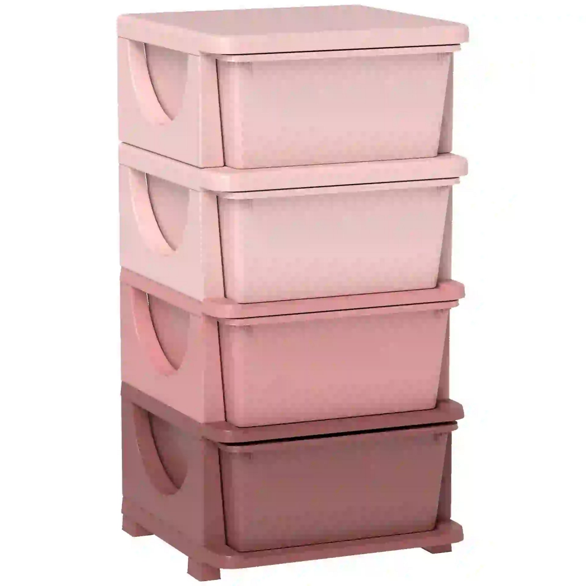 Roze speelgoed organizer met 4 lades – 37x37x76 cm voor een opgeruimde kinderkamer
