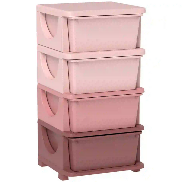 Roze speelgoed organizer met 4 lades – 37x37x76 cm voor een opgeruimde kinderkamer