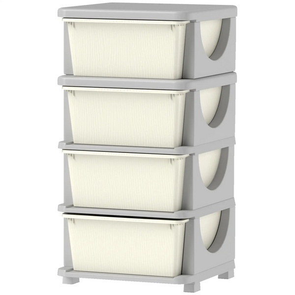 Crème-witte speelgoed organizer met 3 lades – 37x37x76 cm voor een opgeruimde kinderkamer
