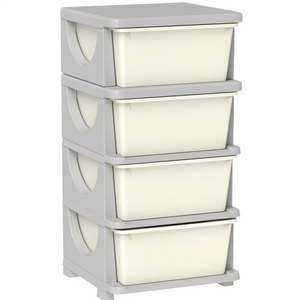 Crème-witte speelgoed organizer met 3 lades – 37x37x76 cm voor een opgeruimde kinderkamer met stevig design