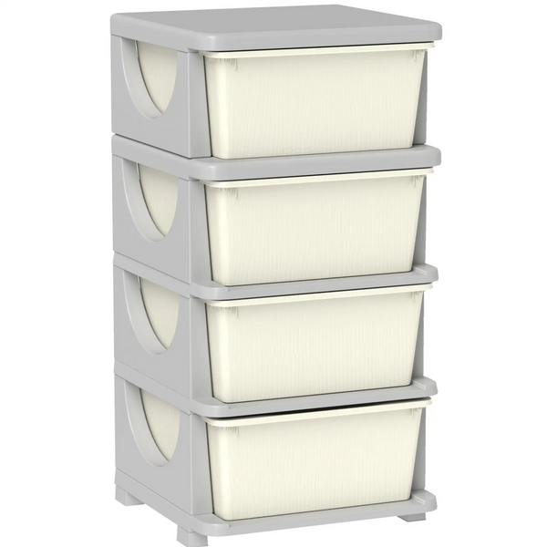 Crème-witte speelgoed organizer met 3 lades – 37x37x76 cm voor een opgeruimde kinderkamer