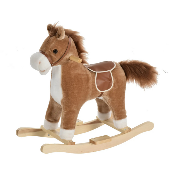 Schommelpaard voor kinderen veilig en stevig - wit/roze - 65x33x62 cm