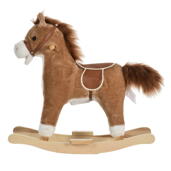 Schommelpaard voor kinderen veilig en stevig - wit/roze - 65x33x62 cm