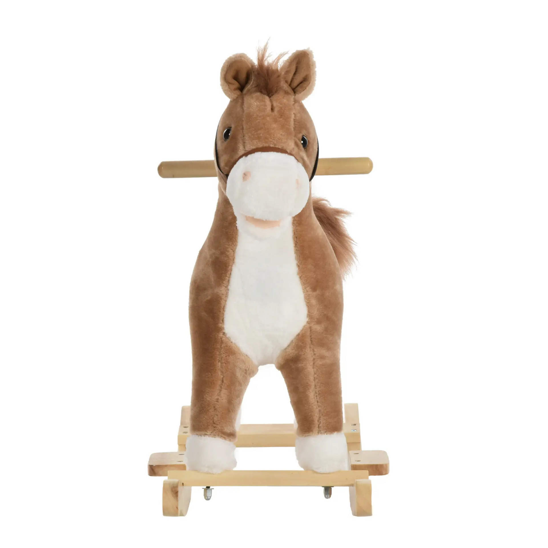 Schommelpaard voor kinderen veilig en stevig - wit/roze - 65x33x62 cm
