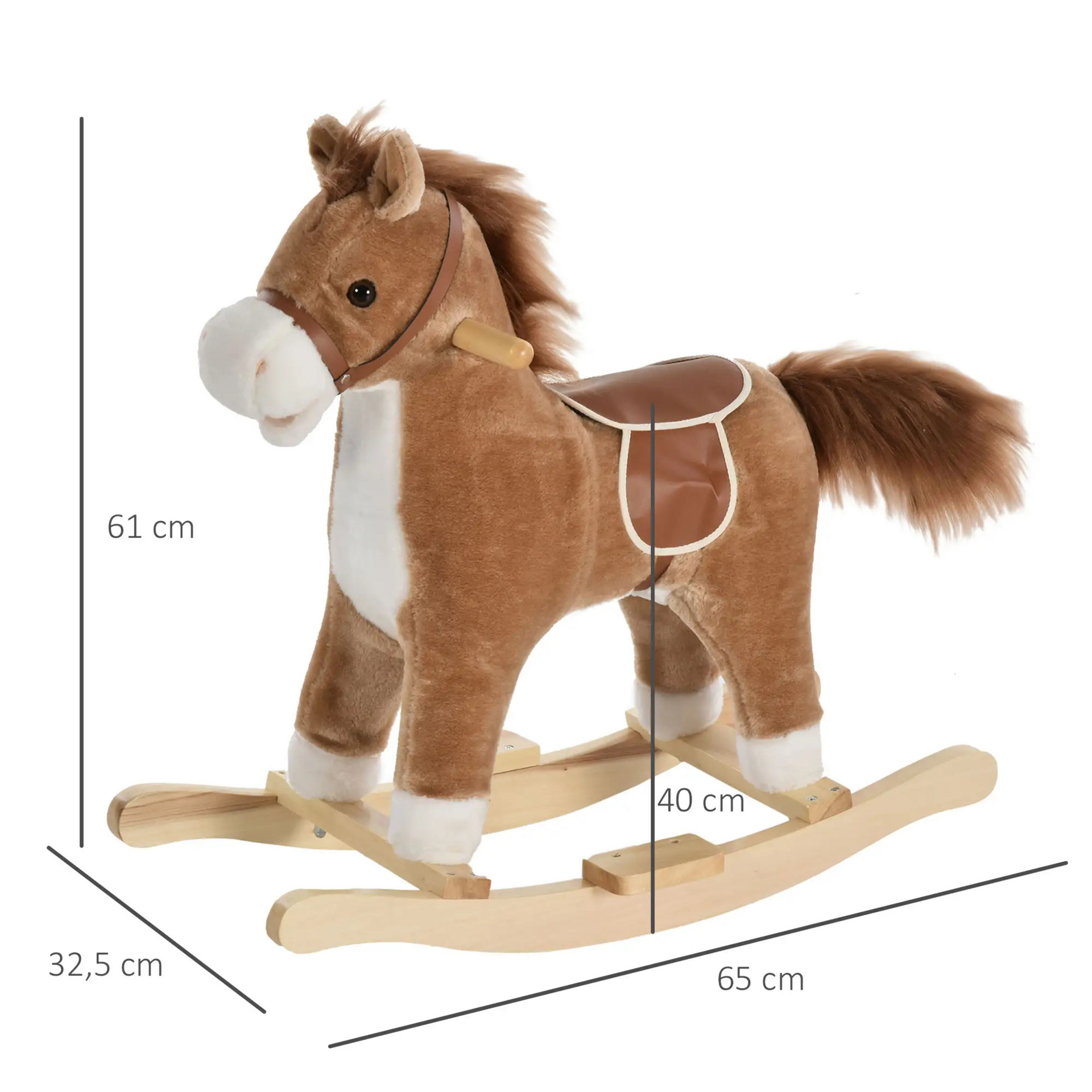 Schommelpaard voor kinderen veilig en stevig - wit/roze - 65x33x62 cm