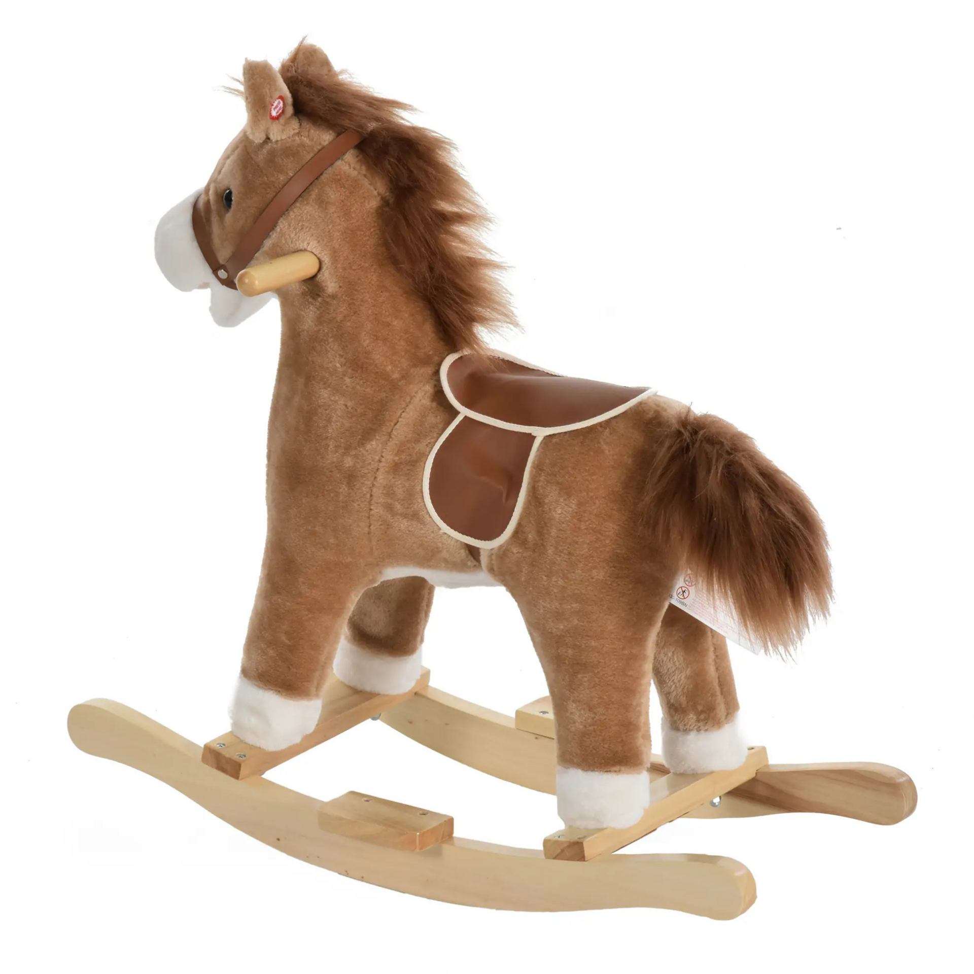 Schommelpaard voor kinderen veilig en stevig - wit/roze - 65x33x62 cm