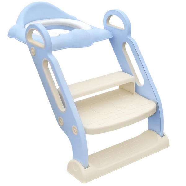 Blauwe wc-verkleiner met trapje en antislip – 62x36,5x28 cm voor peuters van 1–3 jaar