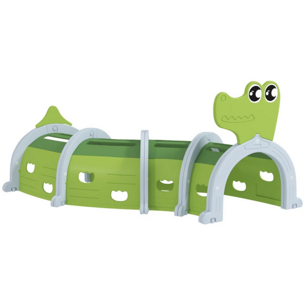 Krokodil kruiptunnel groen – 194x88x92 cm van kunststof voor kinderen van 3–6 jaar